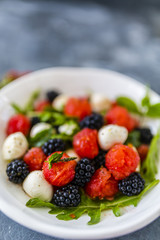 Watermelon, blackberries and mozzarella, healthy salad