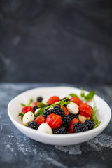 Watermelon, blackberries and mozzarella, healthy salad