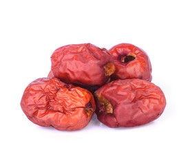 Dried red date or Chinese jujube on white background