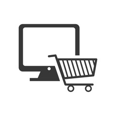 Computer shopping cart gadget technology media icon. Isolated and flat illustration. Vector graphic