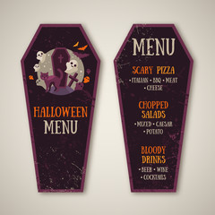 Halloween Menu Design in Coffin Shape