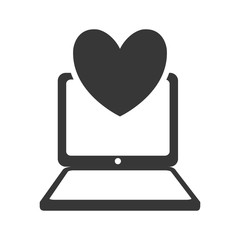 laptop heart gadget technology media icon. Isolated and flat illustration. Vector graphic