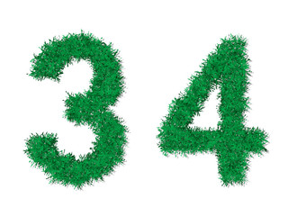 Vector green grass number letters.
