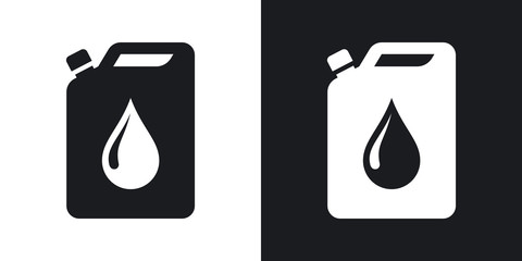 Vector oil jerrycan icon. Two-tone version on black and white background