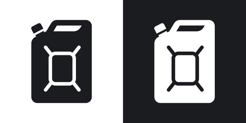 Vector jerrycan of fuel icon. Two-tone version on black and white background