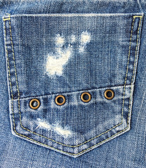 jeans fabric with metal pins adorned pocket