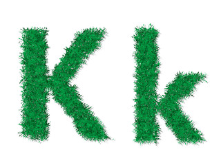 Vector green grass uppercase and lowercase alphabet letter.
