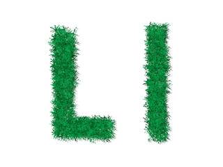 Vector green grass uppercase and lowercase alphabet letter.
