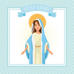 mary holy family merry christmas icon. Pastel frame ribbon colorful design. Vector illustration