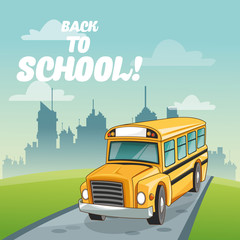 yellow bus back to school cartoon icon. Colorful design. Vector illustration