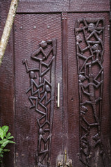 Balinese door with intricate carvings