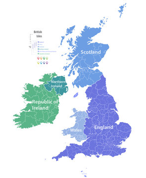 British Isles vector high detailed map