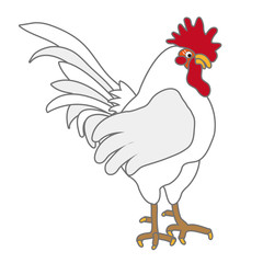 オスの白いニワトリのイラスト年賀状素材ベクター