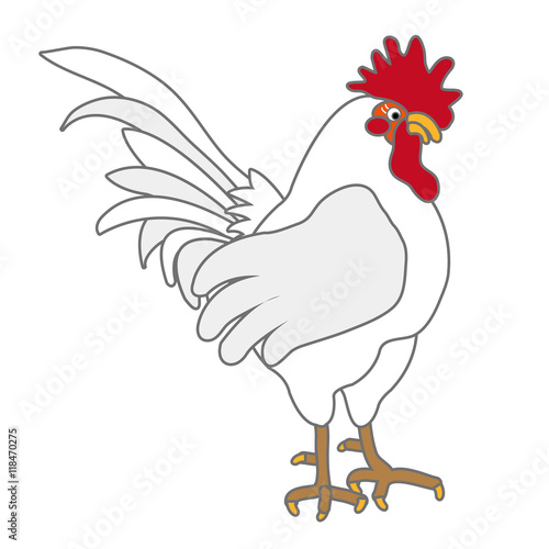 オスの白いニワトリのイラスト年賀状素材ベクター Stock Image And
