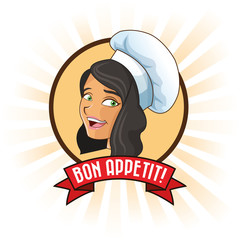woman girl chef chefs hat person kitchen restaurant icon. Cartoon and anime design. Vector illustration