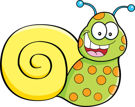 Cartoon illustration of a happy snail.