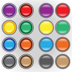 Set of blank circle icons in different colors. Stickers, buttons