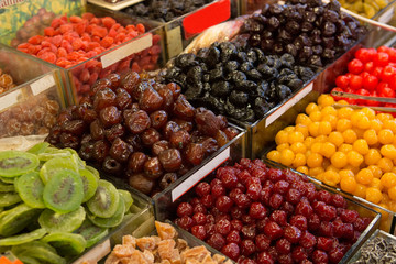 Various Dried fruits background