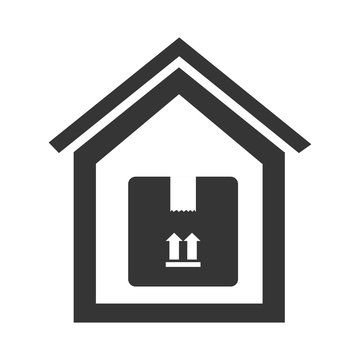 box house delivery arrow up receive pakage shipping vector illustration isolated 