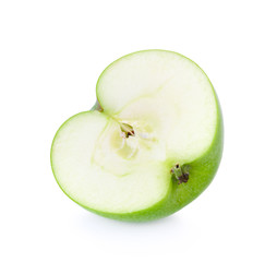 Closeup of green apple half isolated on white