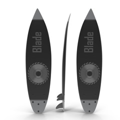 Set of surf boards on white 3D Illustration