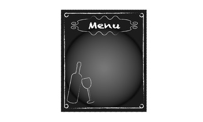 Blackboard for restaurant menu with bottle and glass