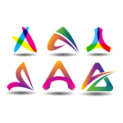 Abstract Colorful A Logo - Set of Letter A Logo