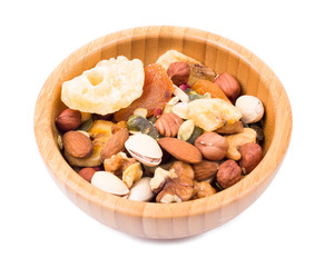 Mix of nuts and dry fruit in a bowl