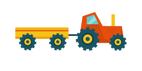 Tractor with Trailer Vector Illustration.