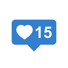 Like, comment, follower icon. Blue flat vector illustration with heart on white background.