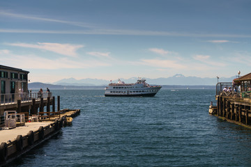 Tourist Cruise Saiils in Seattle's Bay