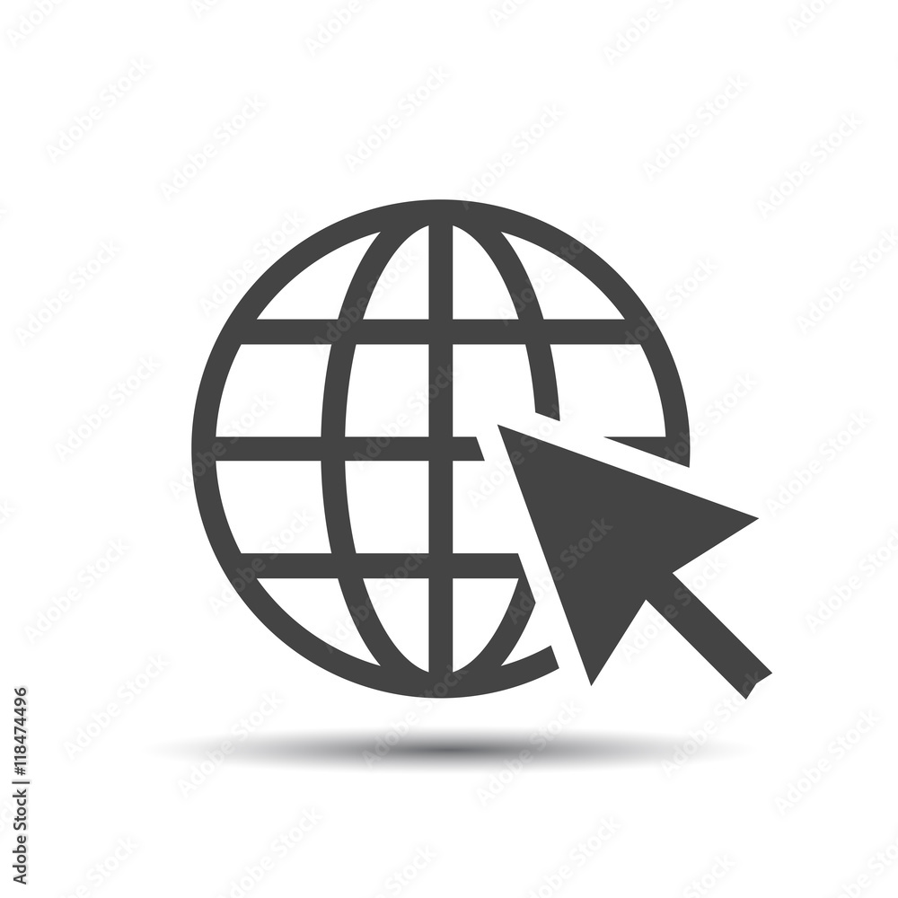 Poster go to web icon. internet flat vector illustration for website on white background with shadow.