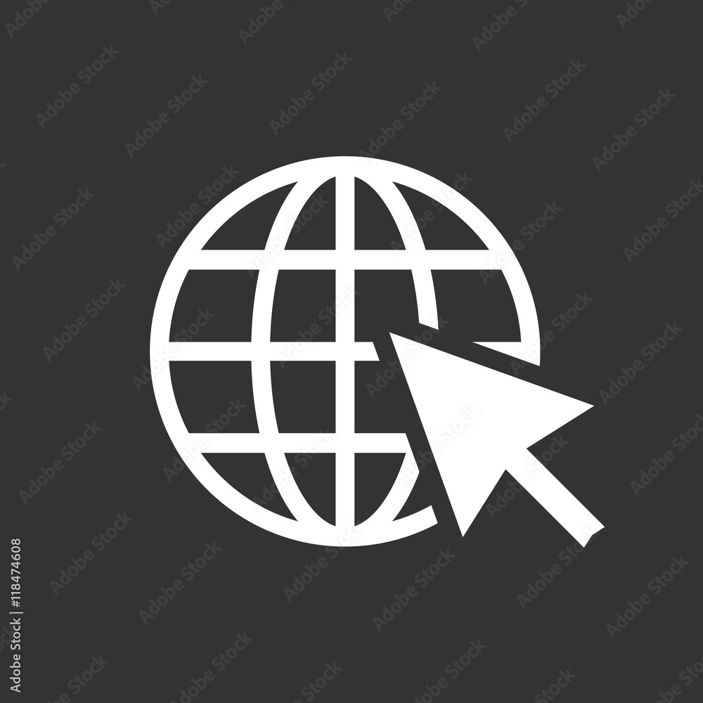 Aufkleber go to web icon. internet flat vector illustration for website on black background.