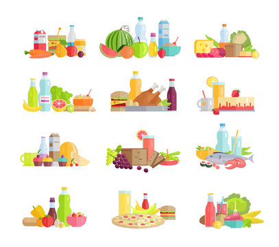 Big Collection of Food Concepts in Flat Design.