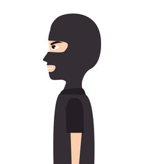thief robber mask black clothes male man vector illustration isolated
