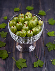 Green gooseberry in a bowl on