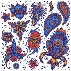 Mehndi elements vector set
