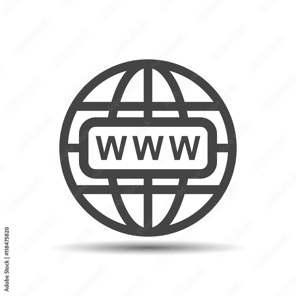 Poster go to web icon. internet flat vector illustration for website on white background with shadow.