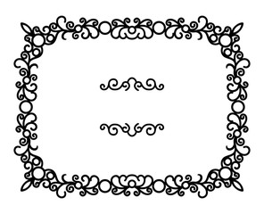 Vintage calligraphic rectangle frame on white