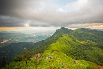 Fototapeta na wymiar peak of secret mountain doi phatang ,Chiang rai Thailand