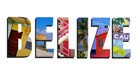 Belize collage on white