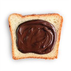 Slice of bread with a chocolate hazelnut spread