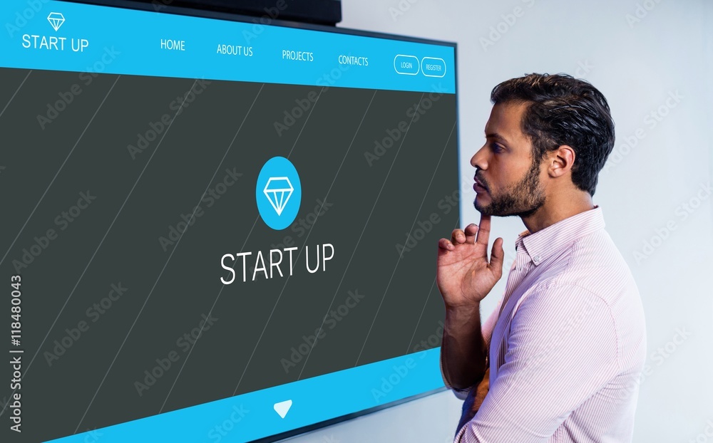 Poster composite image of main web page on startup website