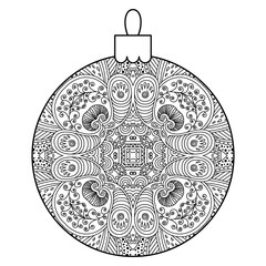 Black and white decorative Christmas ball.