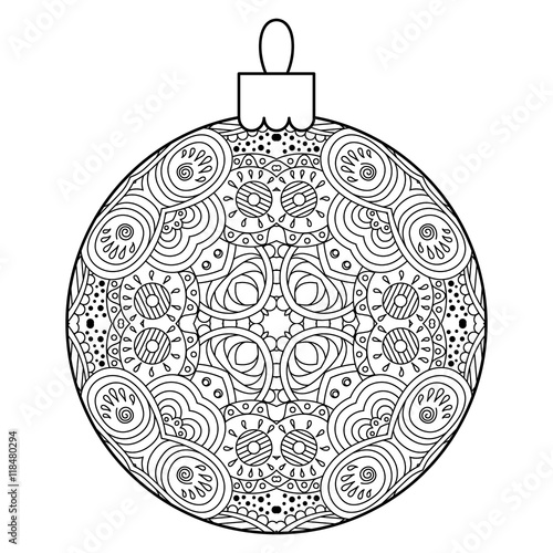 "Black and white decorative Christmas ball." Stock image and royalty