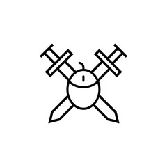 Vector swords and the computer mouse, which functions as a shield