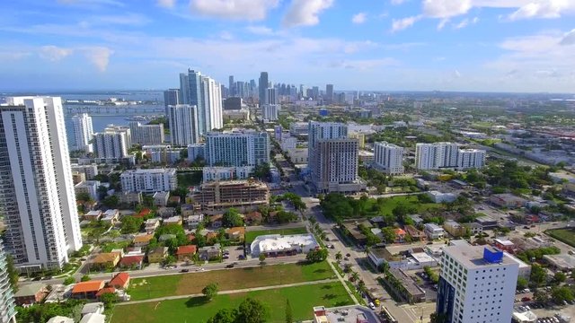Aerial drone footage of Edgewater Miami 4k