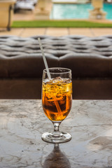 A refreshing drink on a bright sunny day