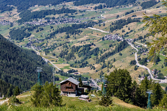 View of Champoluc village in Italy