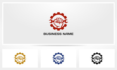 Mechanic Hand Wrench Gear Logo